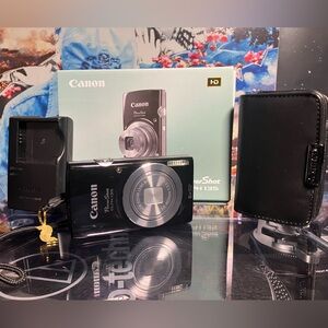 Canon PowerShot ELPH 135 vintage digital camera 16 MP HD video Sleek Black